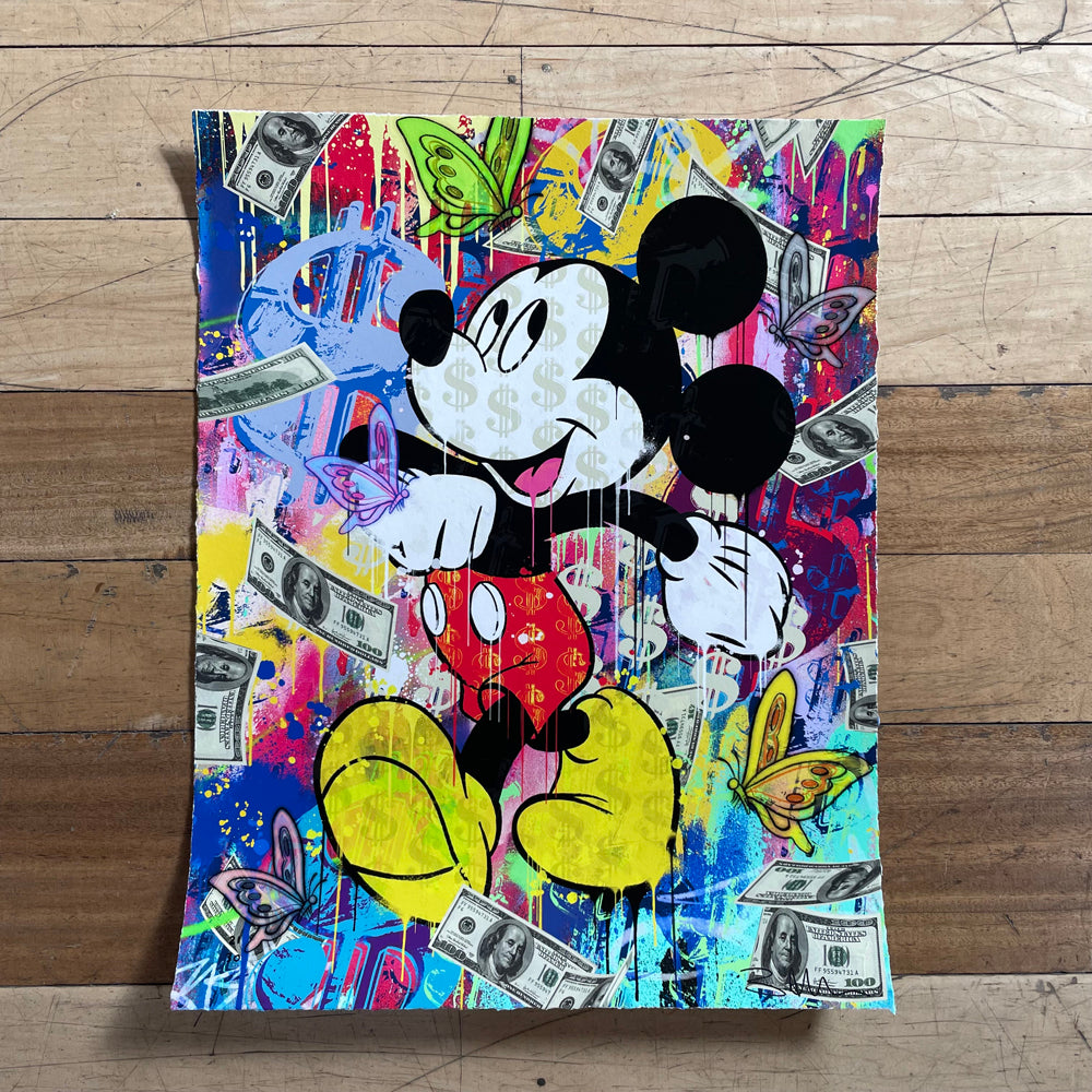 colourful contemporary painting of mickey mouse